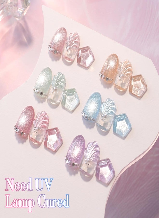 دابل ريذم مجموعة طلاء أظافر جل عيون القطة من دبل ريذم، 6 ألوان، لامعة، مع مغناطيس، عاكس للأشعة فوق البنفسجية، مجموعة طلاء أظافر مغناطيسية (6-Kit-47) - Image 5