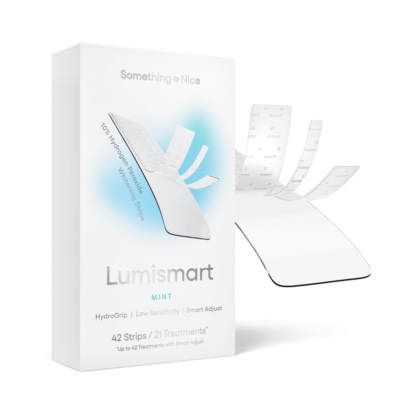 Something Nice Lumismart Whitening Strips - Dentist-Designed, Enamel Safe, up to 42 Treatments with Smart Adjust - Teeth Whitening Strips in Mint for Sensitive Teeth - Image 1
