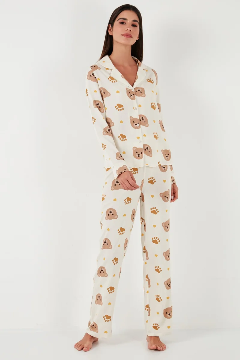 Lela Reguar Fit Soft Textured Pajama Set Women's Pajama Set 611PT288Y