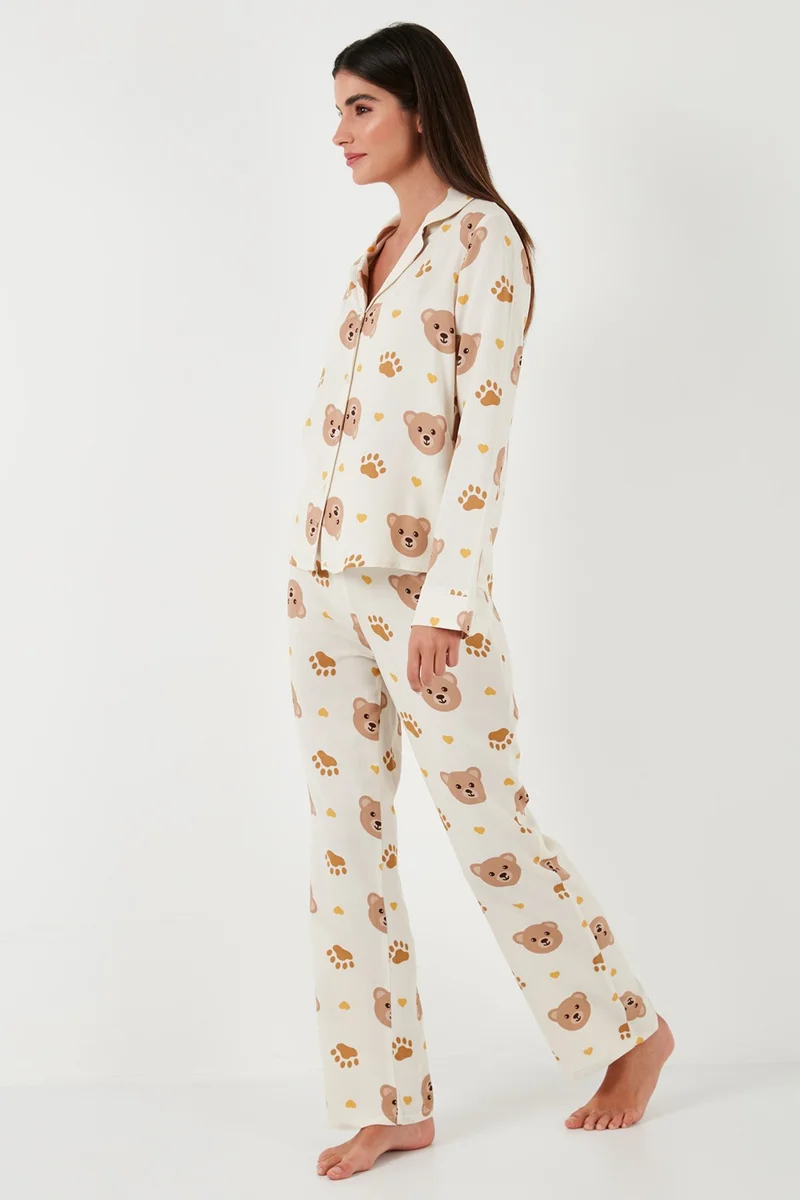 Lela Reguar Fit Soft Textured Pajama Set Women's Pajama Set 611PT288Y