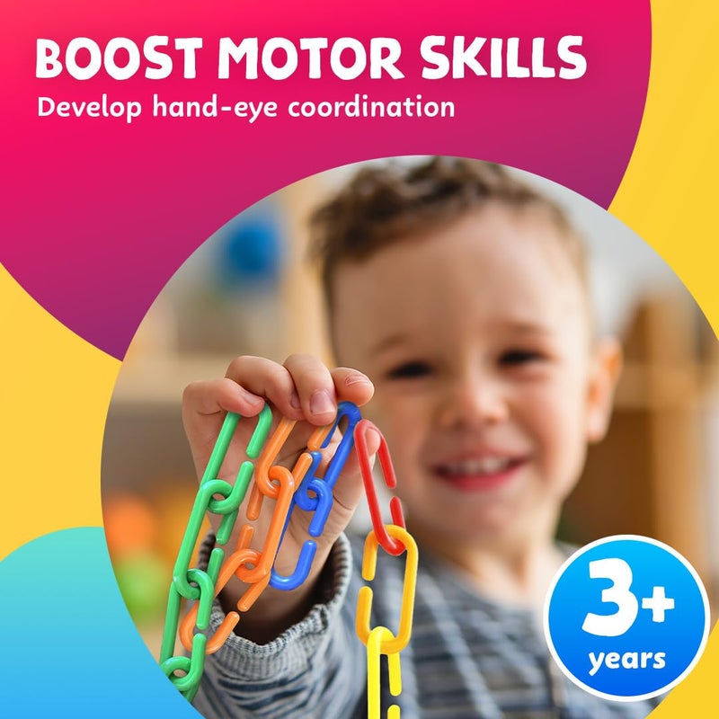 Skoolzy 120 Pcs Plastic Chain Links Rainbow - Math Links for Preschoolers, Math Manipulatives for Early Learning, Perfect for Classroom Activities, Fine Motor Skill Development - Image 5