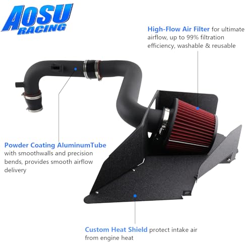 Aosuracing Cold Air Intake Kit Compatible with 2006-2017 MK5 GTI/GLI MK6 Golf R MK2 SEAT Audi A3/S3 EA113 2.0L, Increases Horsepower & Torque, More Aggressive and Sporty Induction Sound - Image 4