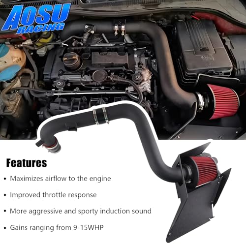 Aosuracing Cold Air Intake Kit Compatible with 2006-2017 MK5 GTI/GLI MK6 Golf R MK2 SEAT Audi A3/S3 EA113 2.0L, Increases Horsepower & Torque, More Aggressive and Sporty Induction Sound - Image 3