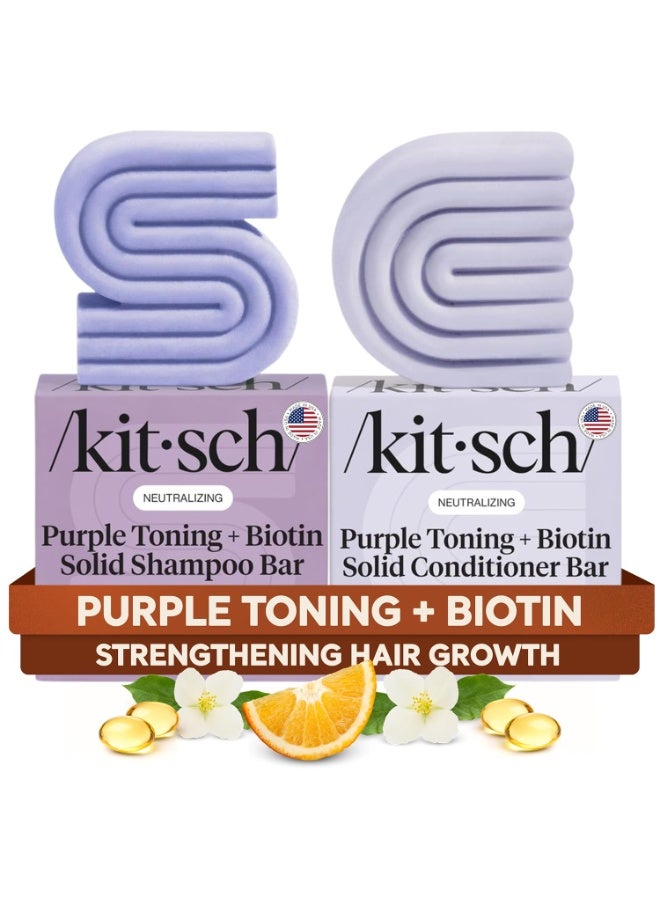 Kitsch Toning Purple Shampoo & Conditioner Bar Set For Blondes & Color Treated Hair - With Biotin for Strengthening & Neutralizing Brassy Tones - Vegan, Silicone & Sulfate Free - Made in USA - Image 5