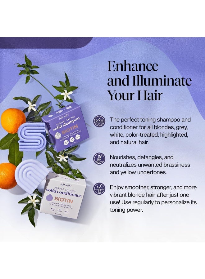 Kitsch Toning Purple Shampoo & Conditioner Bar Set For Blondes & Color Treated Hair - With Biotin for Strengthening & Neutralizing Brassy Tones - Vegan, Silicone & Sulfate Free - Made in USA - Image 3