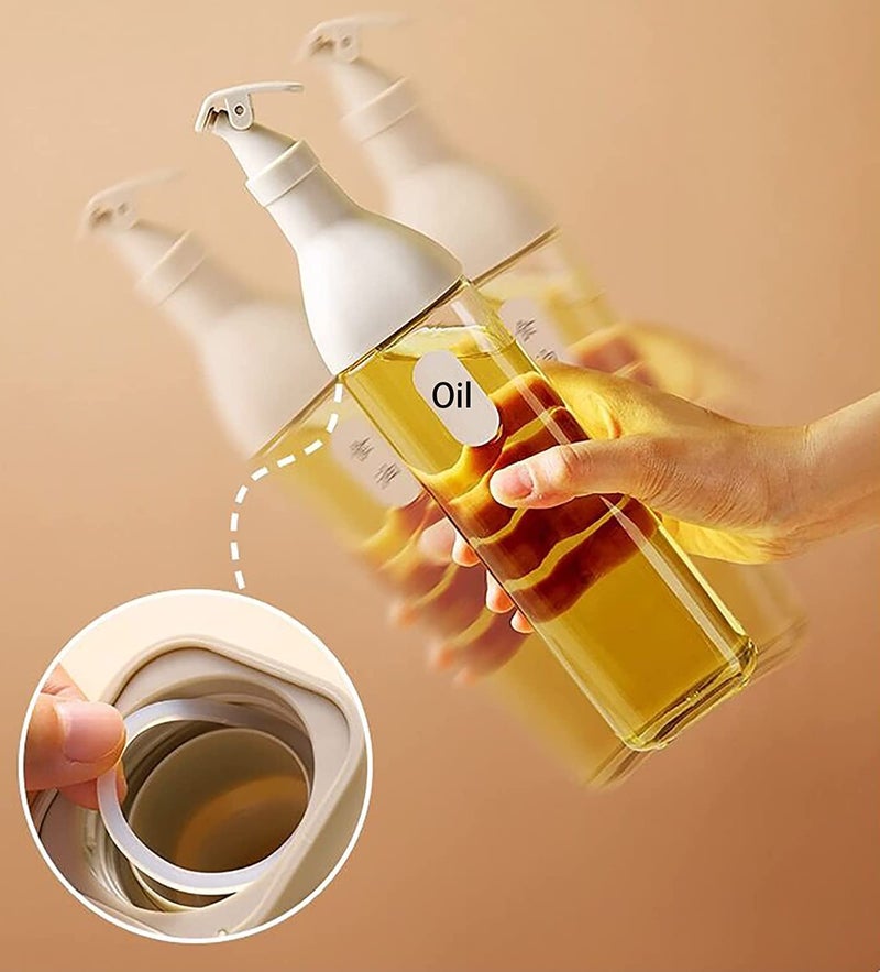 PLENARO Olive Oil Dispenser Clear Glass Cooking Oil and Vinegar Cruet Leakproof Condiment Container with Cap No Drip Olive Oil Carafe Decanter for Kitchen Square Yellow - Image 3