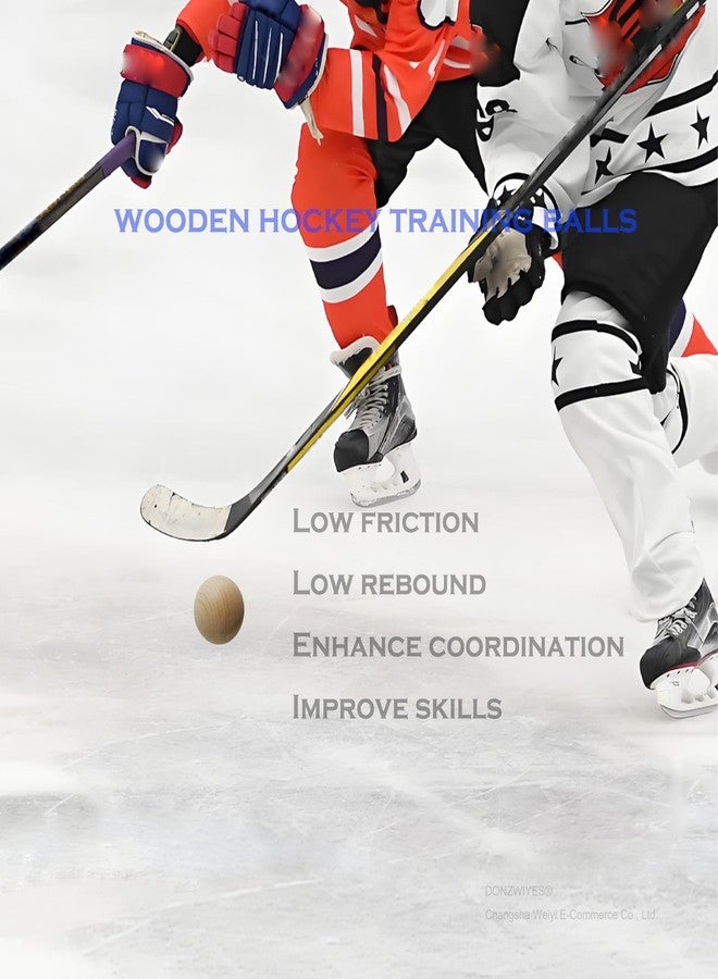DONZWIYES Swedish Stickhandling Balls - Hardwood No-Bounce Floorball Training Equipment for Street Hockey Training Balls & Floor Dribbling Skills, Dekes & Ball Handling Drills 2 Inch Diameter 4-Pack - Image 3