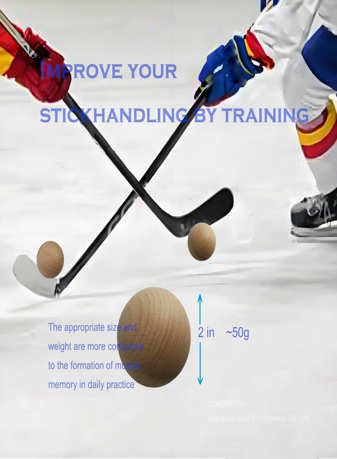 DONZWIYES Swedish Stickhandling Balls - Hardwood No-Bounce Floorball Training Equipment for Street Hockey Training Balls & Floor Dribbling Skills, Dekes & Ball Handling Drills 2 Inch Diameter 4-Pack - Image 4