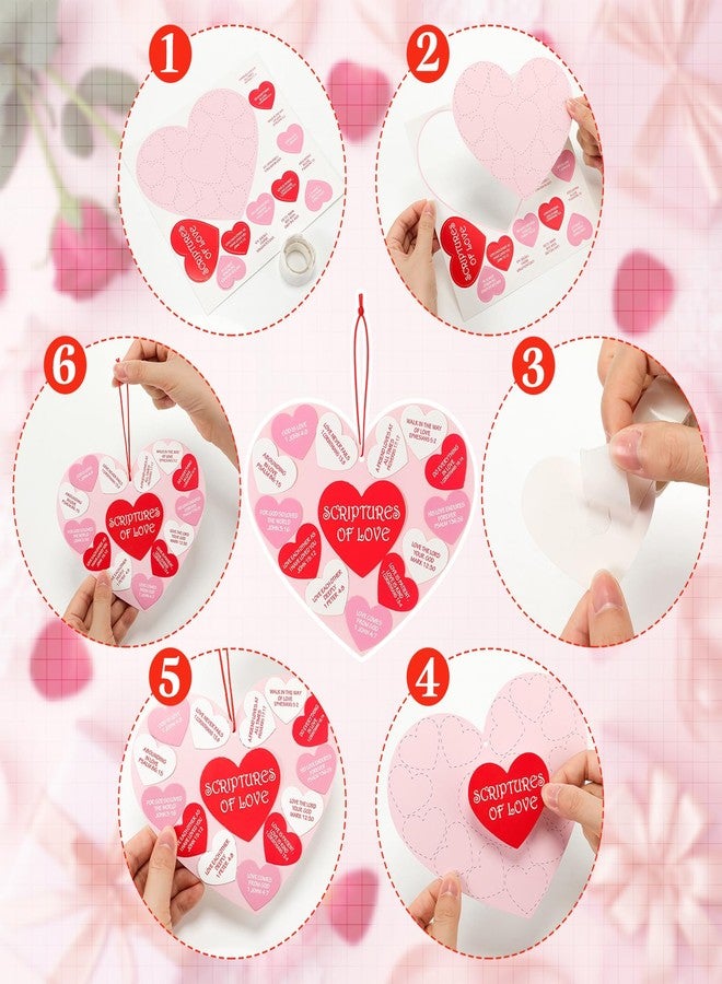 DoubleFill مجموعة زينة عيد الحب المسيحية للأطفال من DoubleFill - 24 قطعة من القلوب الورقية الكبيرة/المتوسطة و312 قطعة من القلوب الصغيرة المزخرفة، أشغال يدوية كنسية للأطفال في مدرسة الأحد، مجموعة زينة لتعليق الكتاب المقدس (عبوة من 24 قطعة) - Image 3