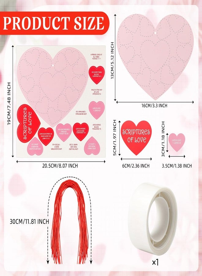 DoubleFill مجموعة زينة عيد الحب المسيحية للأطفال من DoubleFill - 24 قطعة من القلوب الورقية الكبيرة/المتوسطة و312 قطعة من القلوب الصغيرة المزخرفة، أشغال يدوية كنسية للأطفال في مدرسة الأحد، مجموعة زينة لتعليق الكتاب المقدس (عبوة من 24 قطعة) - Image 2