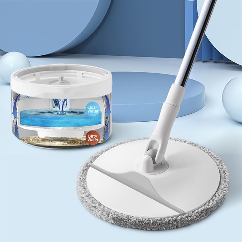 Ticoh 360° Flexible Flat Mop and Bucket with Wringer Set for Home - Hands Free Flat Floor Mop Bucket Wet Dry Use Floor Cleaning System for All Floor,Microfiber-2 Pads (Flet) - Image 4