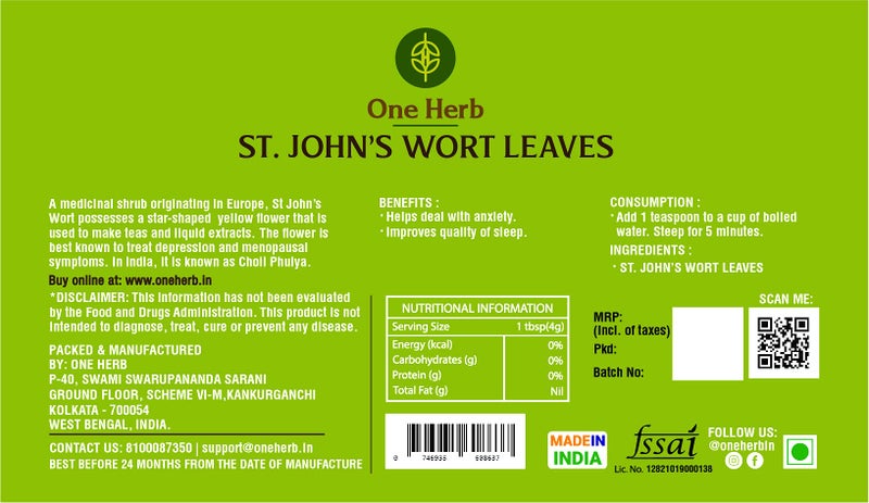 One Herb - St John's Wort Tea 100g | Superherb for Depression & Anxiety, Improves Quality of Sleep, Calms Nerve | Herbal Infusion - Image 4