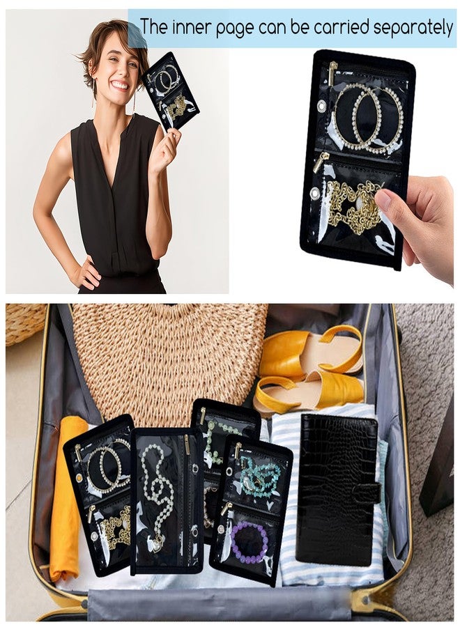 LingLingo Travel Jewelry Organizer Case,Small Jewelry Bags Jewelry Storage Book Ring Binder with Clear Zipper Velvet Pouch for Traveling - Image 5