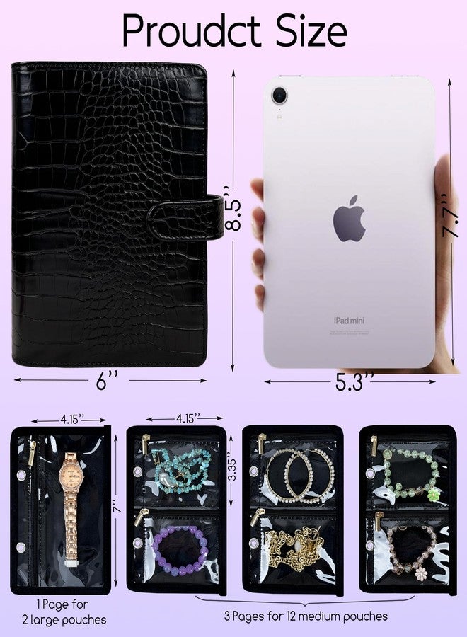LingLingo Travel Jewelry Organizer Case,Small Jewelry Bags Jewelry Storage Book Ring Binder with Clear Zipper Velvet Pouch for Traveling - Image 3