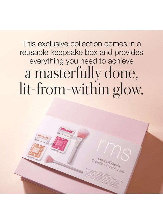 RMS Beauty - Deluxe Glow Kit Makeup Gift Set With Highlighter Powder Blush Blush Brush & Fan Brush Holiday Gift Set Beauty Gifts For Women - Image 1