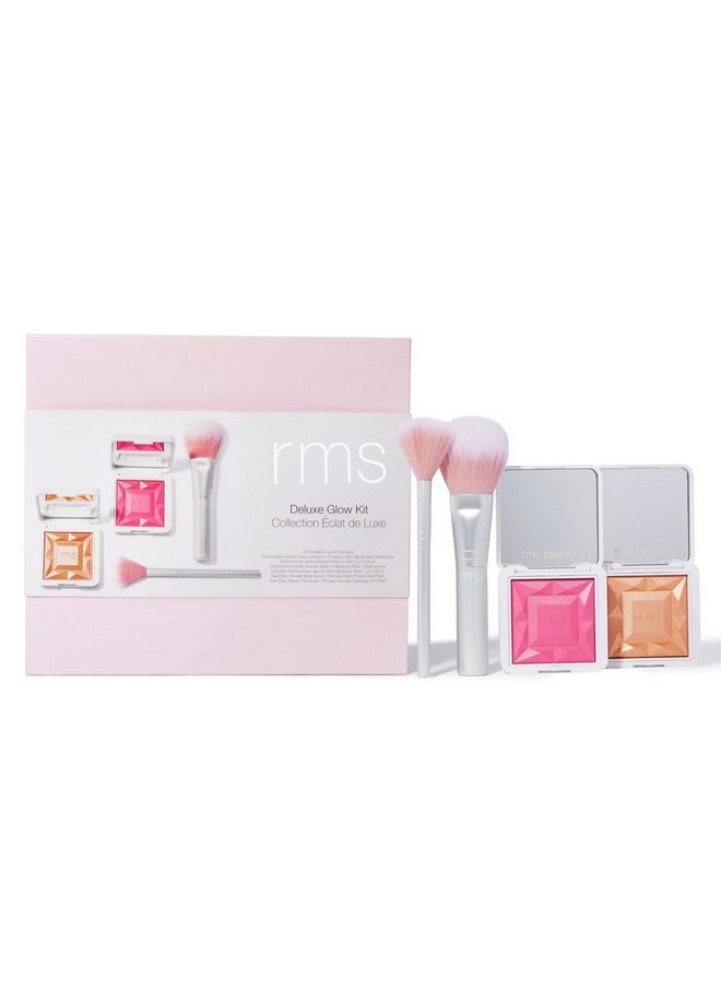 RMS Beauty - Deluxe Glow Kit Makeup Gift Set With Highlighter Powder Blush Blush Brush & Fan Brush Holiday Gift Set Beauty Gifts For Women - Image 1