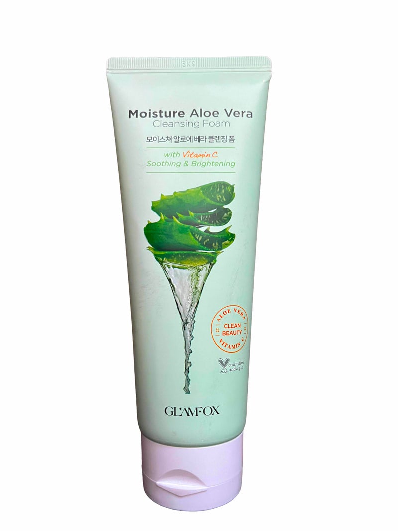 Glamfox Moisture Aloe Vera Cleansing Foam with Vitamin C 529 Fl Oz Pack of 1