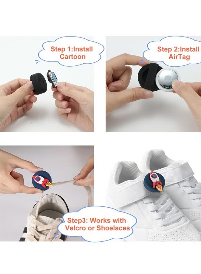 واي جيه حامل AirTag مزدوج للأطفال لرباط الأحذية، علبة متعقبة من السيليكون بشكل كارتوني، علبة واقية متينة لمتعقب AirTag لأحذية الأطفال والحيوانات الأليفة، نعل حذاء الأطفال. - Image 3