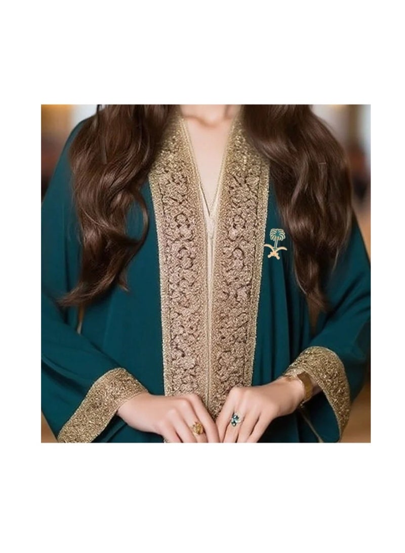دبوس بروش اليوم الوطني السعودي مع تصميم شعار المملكة العربية السعودية ، مثالي لتزيين الملابس للاحتفال باليوم الوطني السعودي. - Image 3
