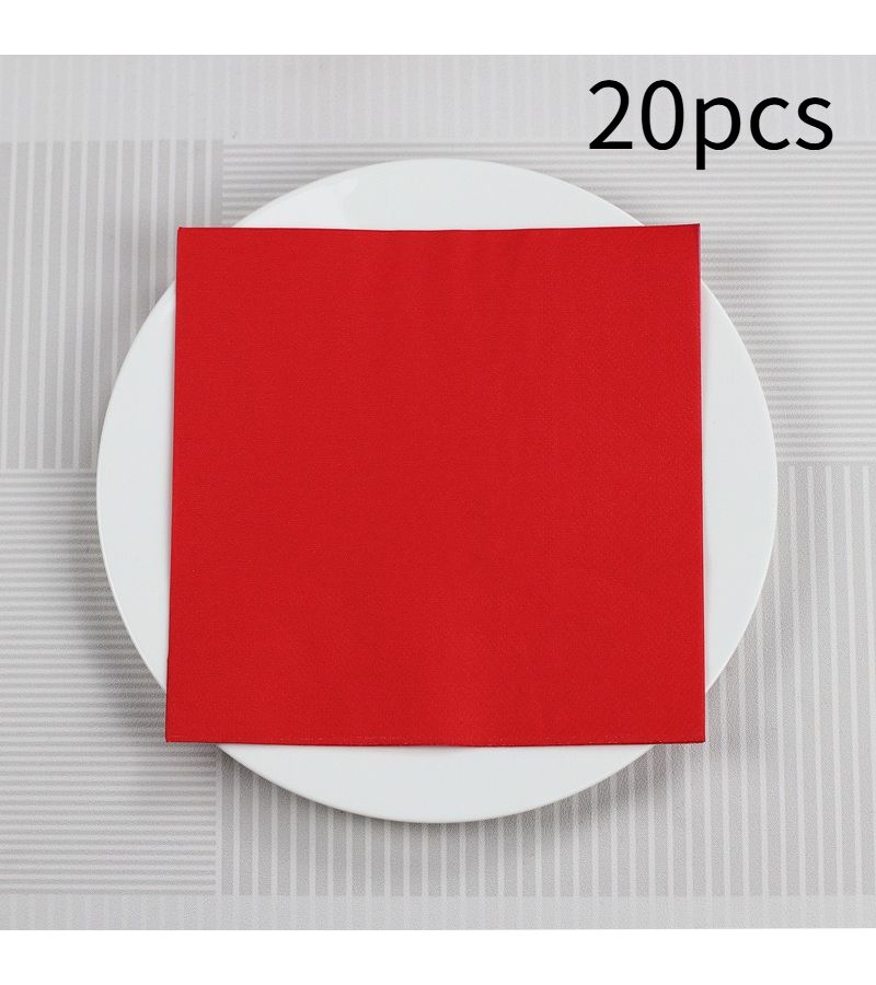 20pcs Red Solid Color Printed Napkins Individually Wrapped For Parties Catering Commercial Use - Image 1