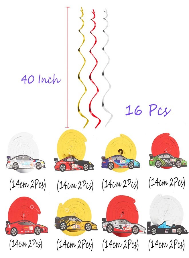 LINGTEER Racing Car Party Foil Swirls Streamers Photo Booth Props Kit - 30 Pcs Room Hanging Decorations Happy Birthday Childrens Kids Favors Party Supplies - NO DIY REQUIRED - Image 4