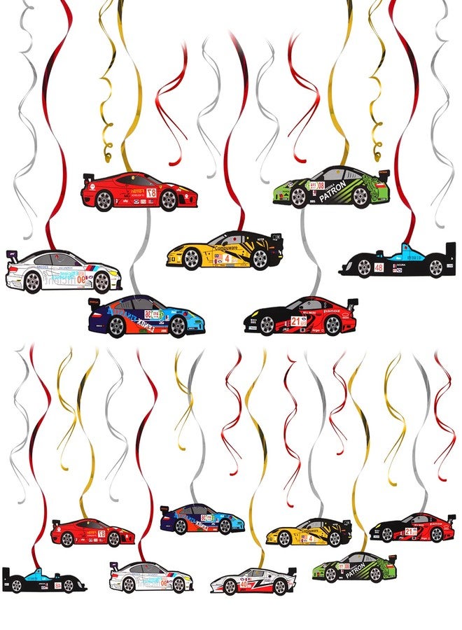 LINGTEER Racing Car Party Foil Swirls Streamers Photo Booth Props Kit - 30 Pcs Room Hanging Decorations Happy Birthday Childrens Kids Favors Party Supplies - NO DIY REQUIRED - Image 1