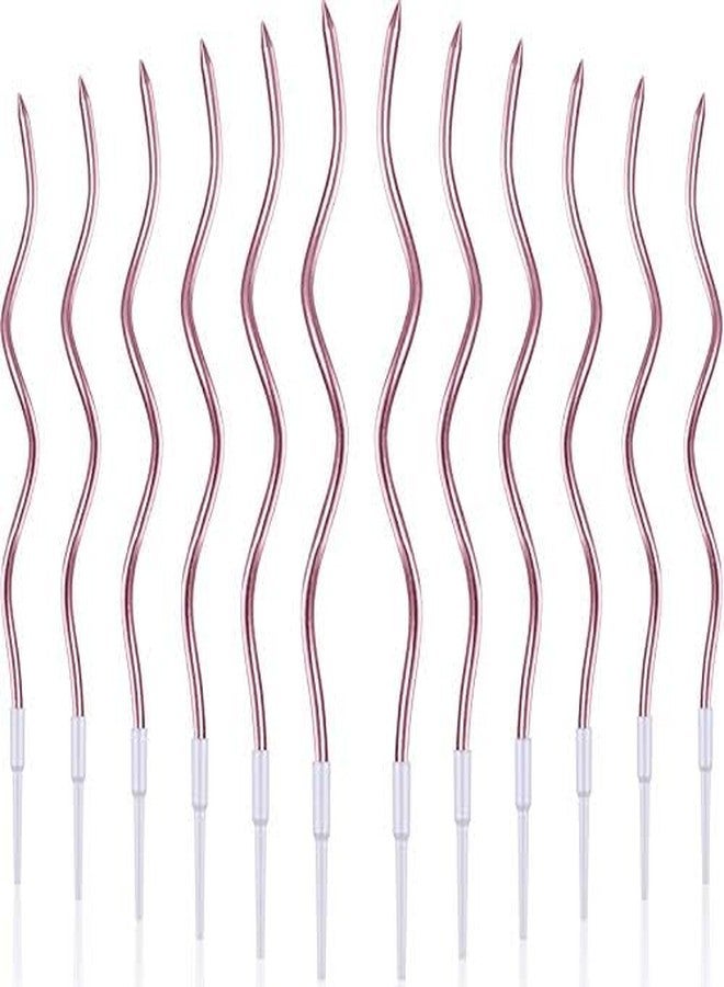 PRP Creation Twisty Long Stick Candle Metallic Cake Cupcake Candles Cake Candles for Birthday, Wedding Party and Cake Decoration Pack of 12 Pice (Rose Pink)