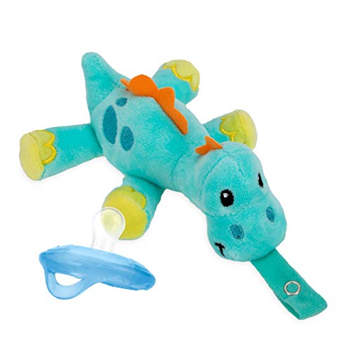 Nuby Calming Natural Flex Snuggleez Pacifier with Plush Combo Set for Cuddling with Comfort, Dino - Image 1
