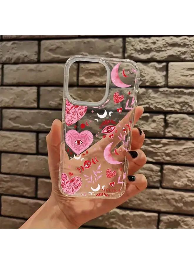 Mixed Color Case for iPhone 14 Pro Max Pink Heart Design Aesthetic Shockproof Clear - Image 3