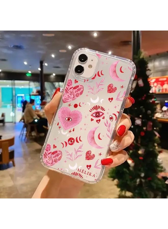 Mixed Color Case for iPhone 14 Pro Max Pink Heart Design Aesthetic Shockproof Clear - Image 4