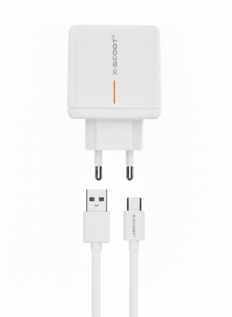 X-SCOOT CH-253 GaN 65W Super VOOC Fast Charger with USB-C and USB Ports – High-Efficiency Ultra-Fast Wall Adapter for Phones, Tablets, and Laptops - Image 1