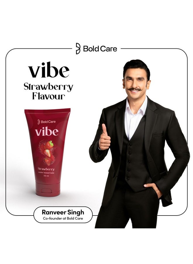 Bold Care - Vibe Strawberry - Personal Lubricant For Men And Women - Premium Strawberry Flavour - Water Based Lube - Skin Friendly, Silicone And Paraben Free - No Side Effects - 50 Ml - Image 1