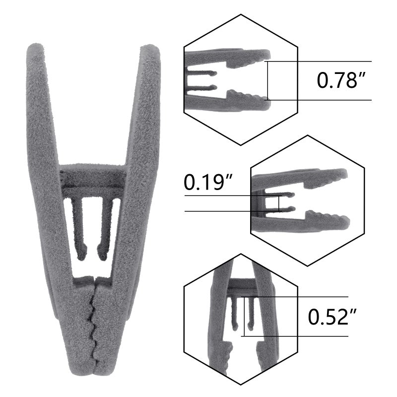 Tinfol Gray Velvet Hanger Clips Pack of 24, Pants Hanger Velvet Clips, Premium Large Opening Clip Strong Finger Flocked Clip Perfect for Use with Slim-line Clothes Velvet Hangers - Image 3