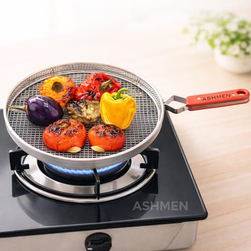 Ashmen Stainless Steel Phulka Grill Jali for Gas Stove Papad Roaster, Roti Grill, Brinjal Roaster, Veggies Roaster, Baigan Bharta Grill Multi-Purpose Kitchen Cooking Tool Pack of 1 - Image 1