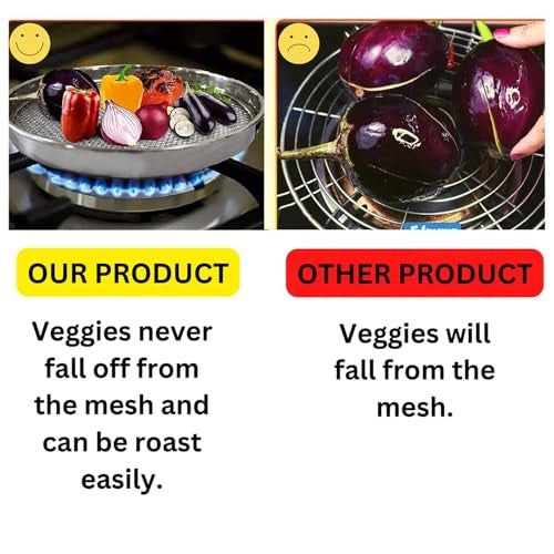 Ashmen Stainless Steel Phulka Grill Jali for Gas Stove Papad Roaster, Roti Grill, Brinjal Roaster, Veggies Roaster, Baigan Bharta Grill Multi-Purpose Kitchen Cooking Tool Pack of 1 - Image 4