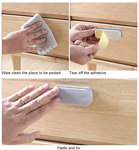 DHVSAM Adhesive Cabinet Handles, Self-Stick Instant Cabinet Handles Alloy No Drilling Push Pull Handles Helper for Kitchen Cabinet Drawer Window Sliding Closet (Grey, 4 Pcs) - Image 4