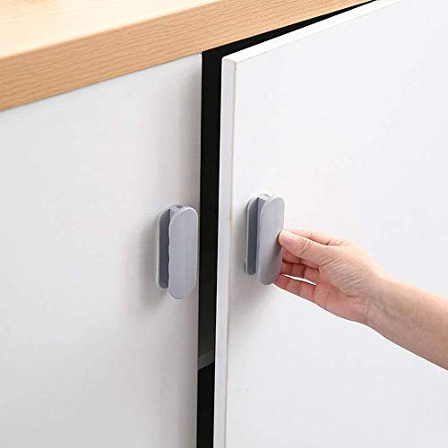 DHVSAM Adhesive Cabinet Handles, Self-Stick Instant Cabinet Handles Alloy No Drilling Push Pull Handles Helper for Kitchen Cabinet Drawer Window Sliding Closet (Grey, 4 Pcs) - Image 2