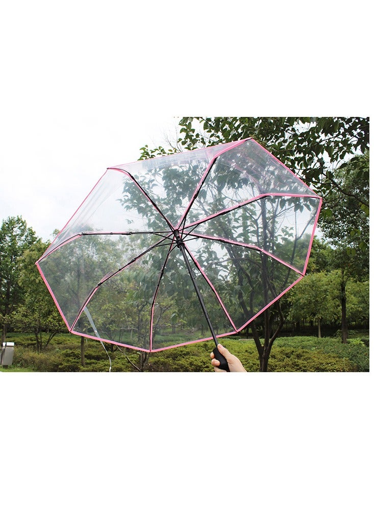مظلة شفافة، مظلة فقاعية شفافة للنساء، مظلة قابلة للفتح والإغلاق تلقائياً، مظلة سفر شفافة للنساء والفتيات والأطفال لطقس ممطر وعاصف - Image 2