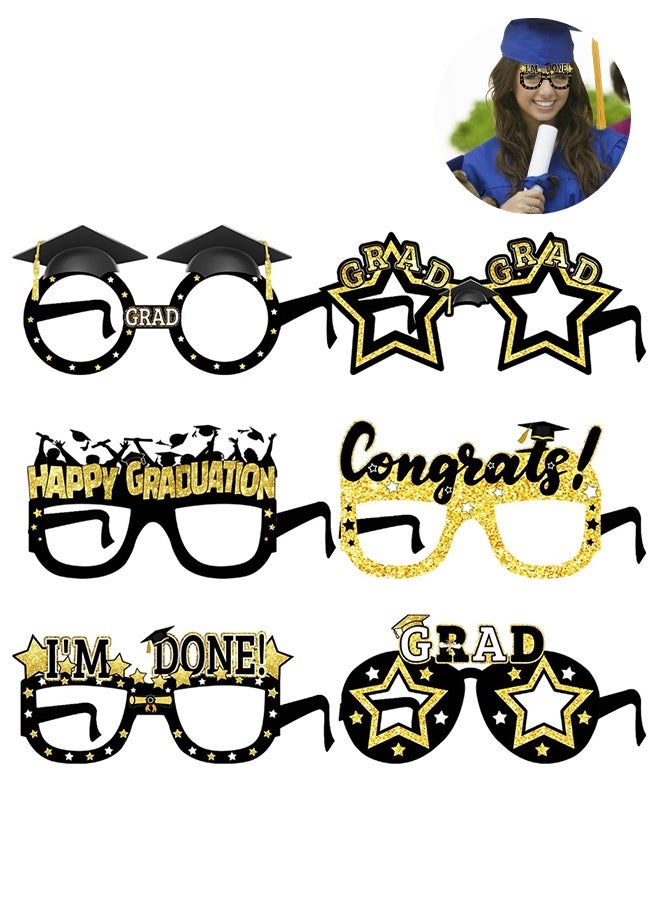 6Pcs Graduation Party Glasses, Paper Graduation Glasses for Class of Photo, Graduation Party Decoration - Image 1