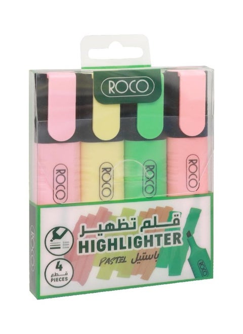 Roco Chisel Tip Pastel Color Highlighter Set of 4 Colors