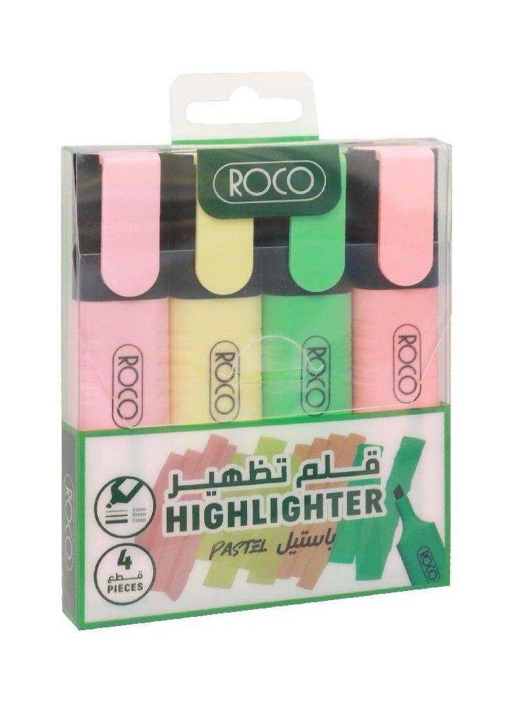 ROCO - Roco Chisel Tip Pastel Color Highlighter Set of 4 Colors - Image 1
