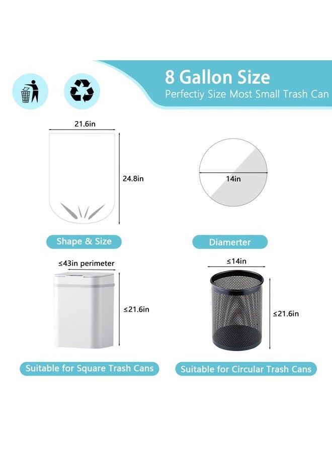 LEAGIM 300 Count 8 Gallon Trash Bags, 13 Micron Extra Thick Medium Garbage Bags, 7-9 Gallon Unscented White Wastebasket Can Liners for Bathroom Kitchen Home Office - Image 3