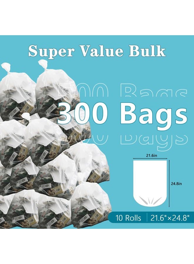 LEAGIM 300 Count 8 Gallon Trash Bags, 13 Micron Extra Thick Medium Garbage Bags, 7-9 Gallon Unscented White Wastebasket Can Liners for Bathroom Kitchen Home Office - Image 2
