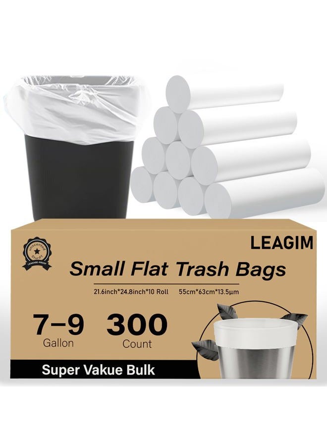 LEAGIM 300 Count 8 Gallon Trash Bags, 13 Micron Extra Thick Medium Garbage Bags, 7-9 Gallon Unscented White Wastebasket Can Liners for Bathroom Kitchen Home Office - Image 1