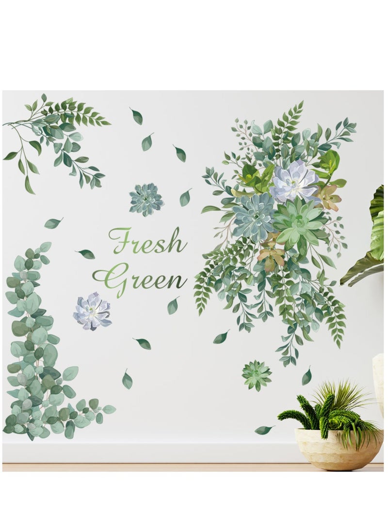 Y&D Tropical Art Fresh Leaf Self-Adhesive Removable Wall Stickers Perfect For Bedroom Corner Skirting In Living Room  - Image 1