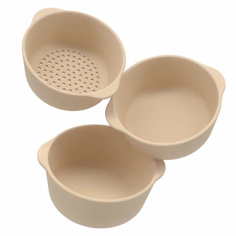 Inspire My Play Inspire My Play 3 x Nesting Bowls and Sieve Perfect for Sensory PlayTray Sensory Bin Accessories Special Education Classroom Supplies Montessori Education Toys Natural 