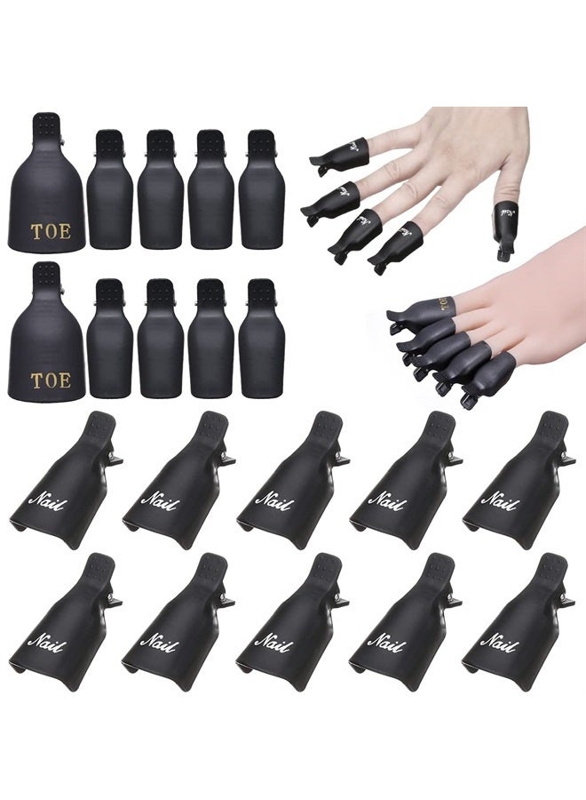 Akstore 20 PCS Nail Polish Remover Clips,Toenail and Finger Gel Nail Polish Remover Clips Acrylic Nail Art Soak Off Clip Caps (Black) - Image 1