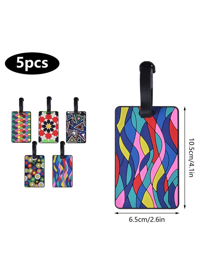 Luckam بطاقات وأحزمة حقائب السفر السيليكونية، مجموعة 5 بطاقات حقائب، بطاقات حقائب السفر، بطاقات تعريف الحقائب، بطاقات الأمتعة، بطاقات هوية السفر مع بطاقة اسمية للسفر - Image 3