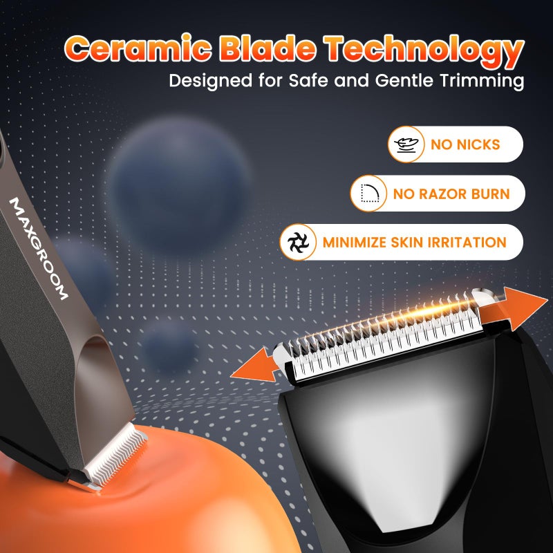 MAXGROOM Manscape Body Hair Trimmer for Men, IPX7 Waterproof Pubic & Groin Hair Trimmer- Electric Ball Shaver with LED Light, Ceramic Blade, USB Rechargeable & Travel Pouch - Image 4