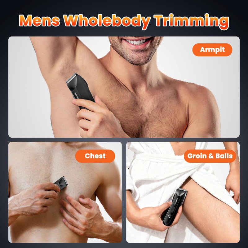 MAXGROOM Manscape Body Hair Trimmer for Men, IPX7 Waterproof Pubic & Groin Hair Trimmer- Electric Ball Shaver with LED Light, Ceramic Blade, USB Rechargeable & Travel Pouch - Image 5